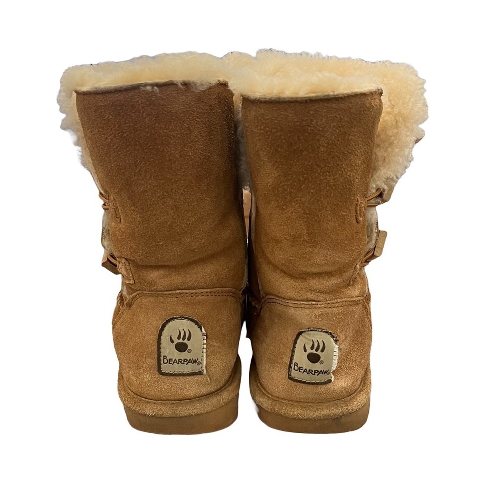Bearpaw Abigail Size 6 Tan Sheepskin Wool Fur Lined Suede Mid Calf Boots - Picture 3 of 7